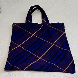 Burberry plaid Tote Bag in Purple and Blue.  Authentic